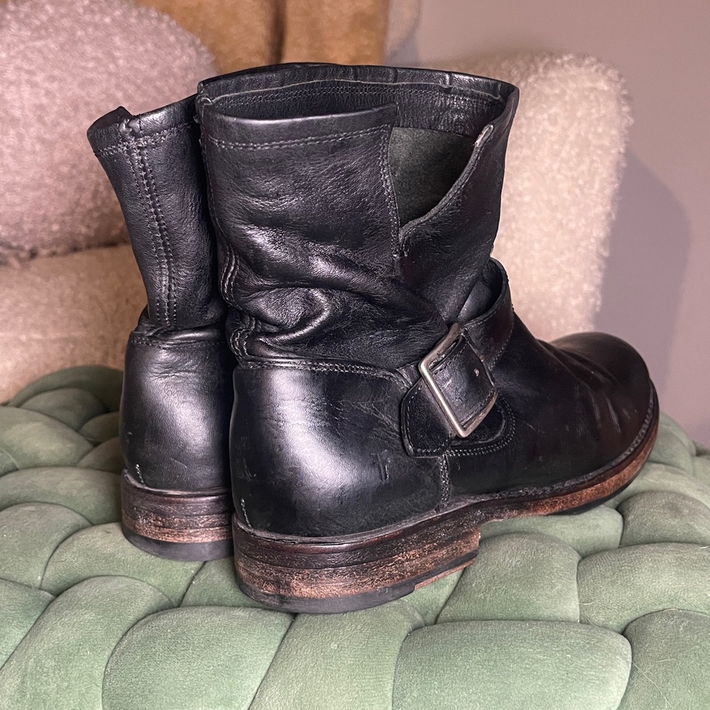 FRYE Natalie Engineer Black Leather Boots - Picture 5 of 8